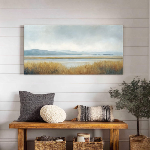 Canvas wall art in interior setting.