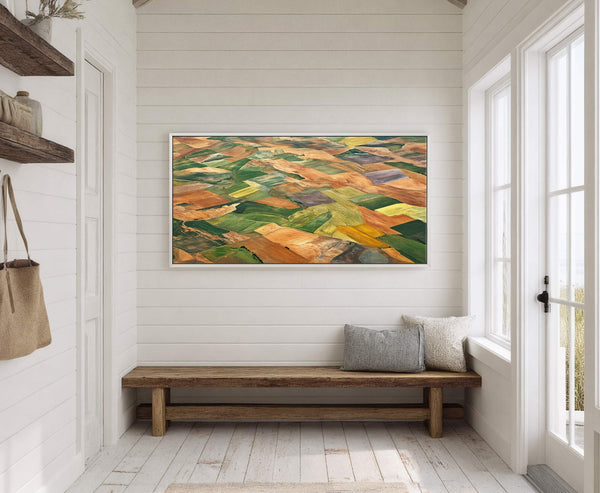 Canvas wall art in interior setting.