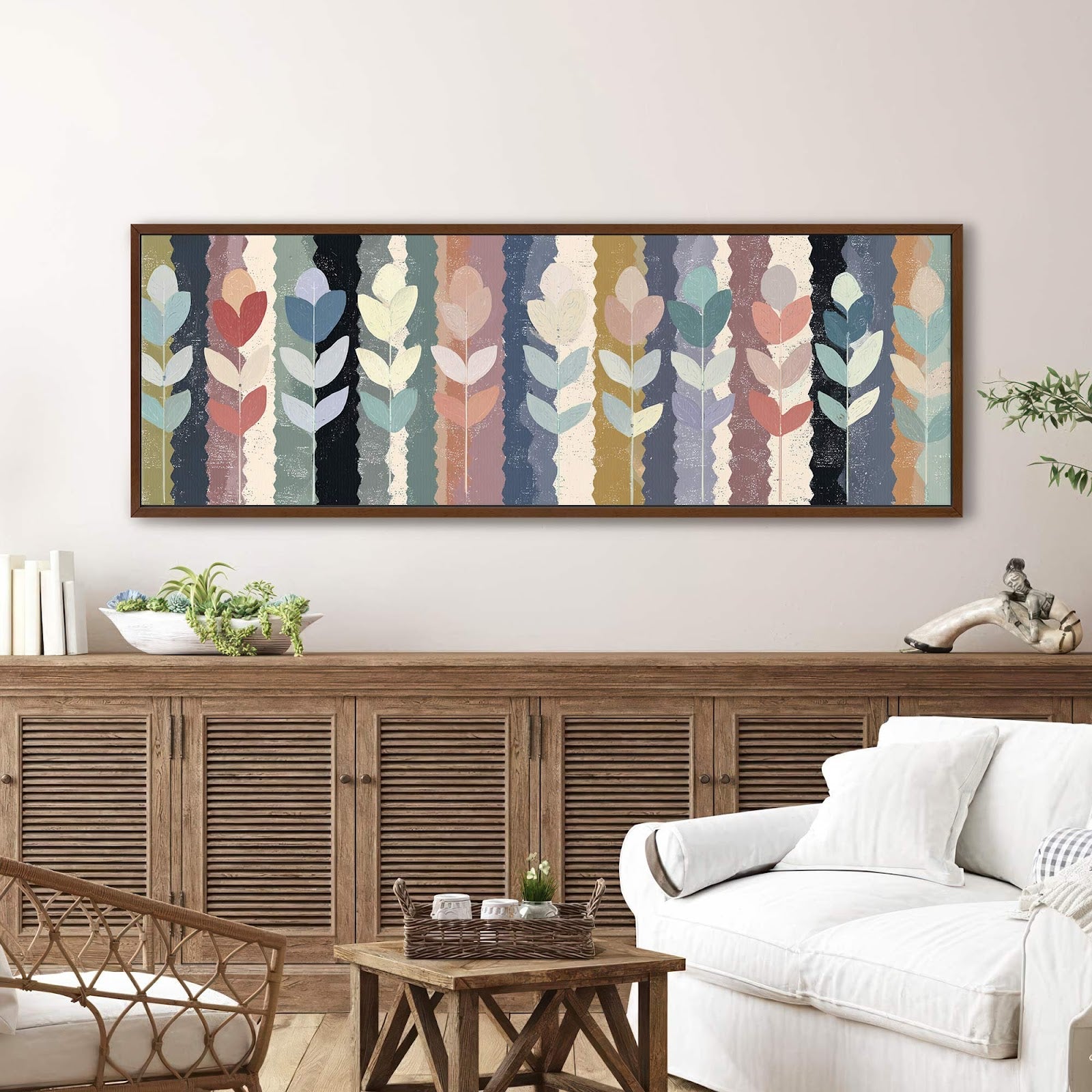 Canvas wall art in interior setting.