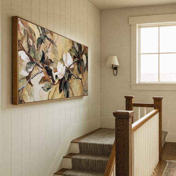 Canvas wall art in interior setting.