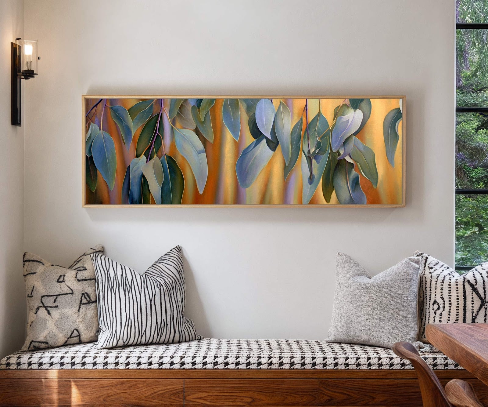 Canvas wall art in interior setting.