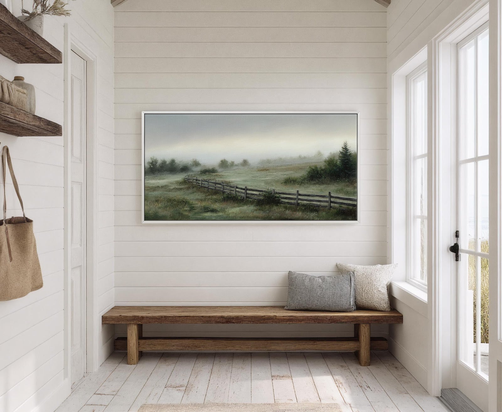 Canvas wall art in interior setting.