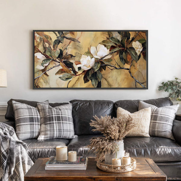 Canvas wall art in interior setting.