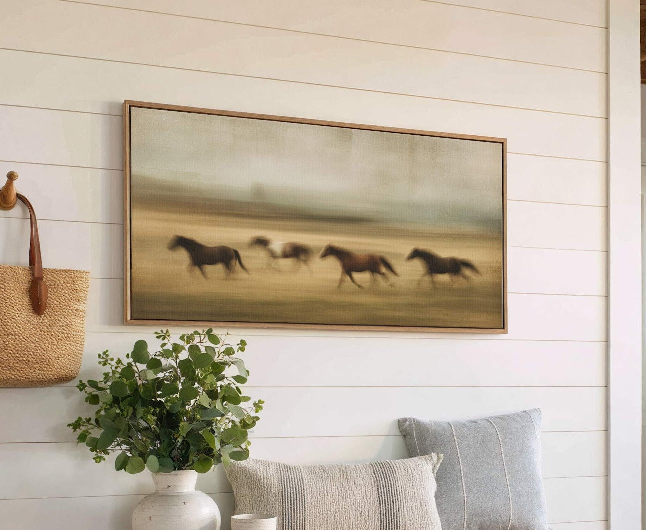 Canvas wall art in interior setting.