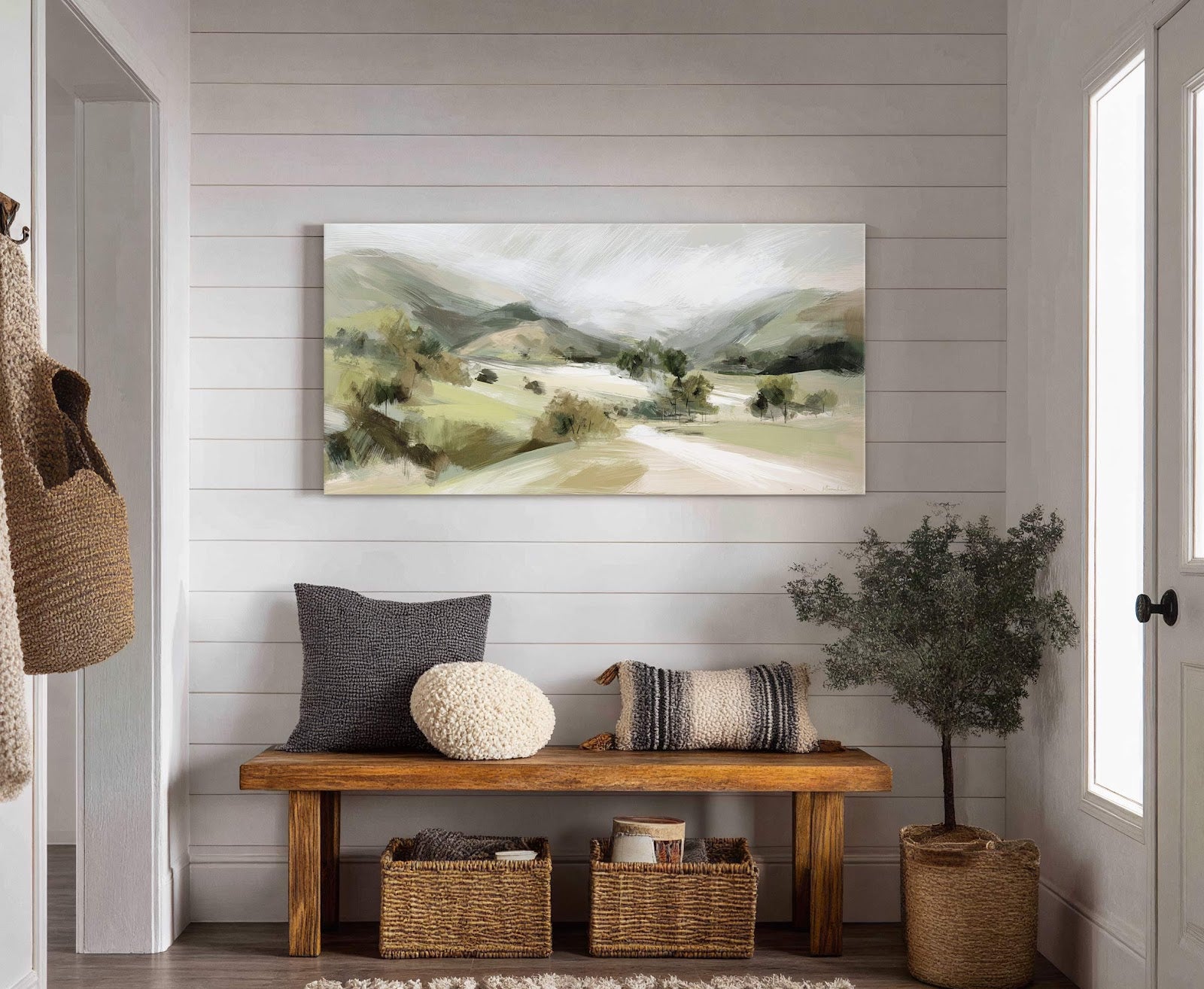 Canvas wall art in interior setting.