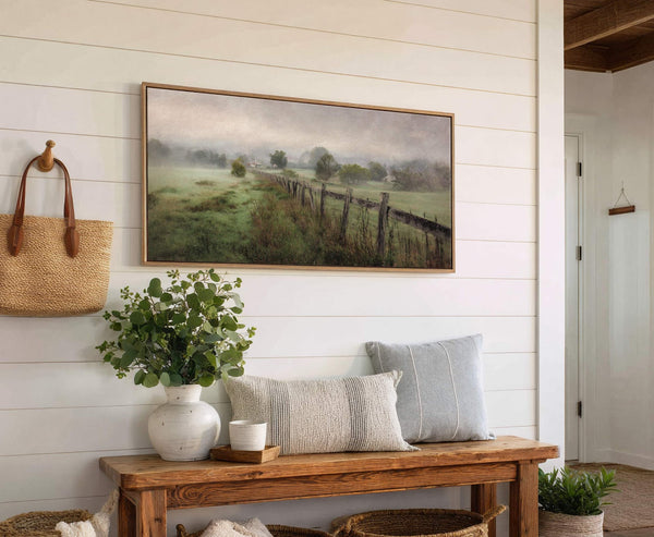 Canvas wall art in interior setting.