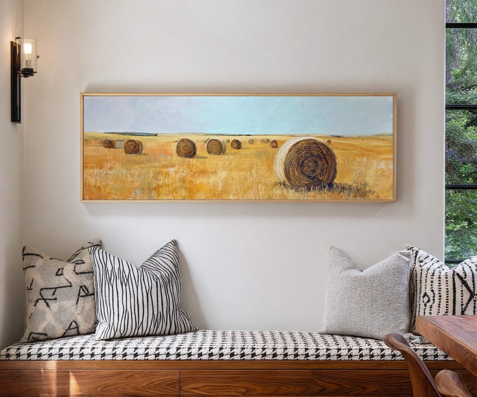 Canvas wall art in interior setting.