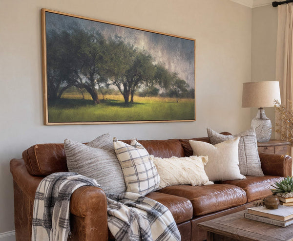 Canvas wall art in interior setting.