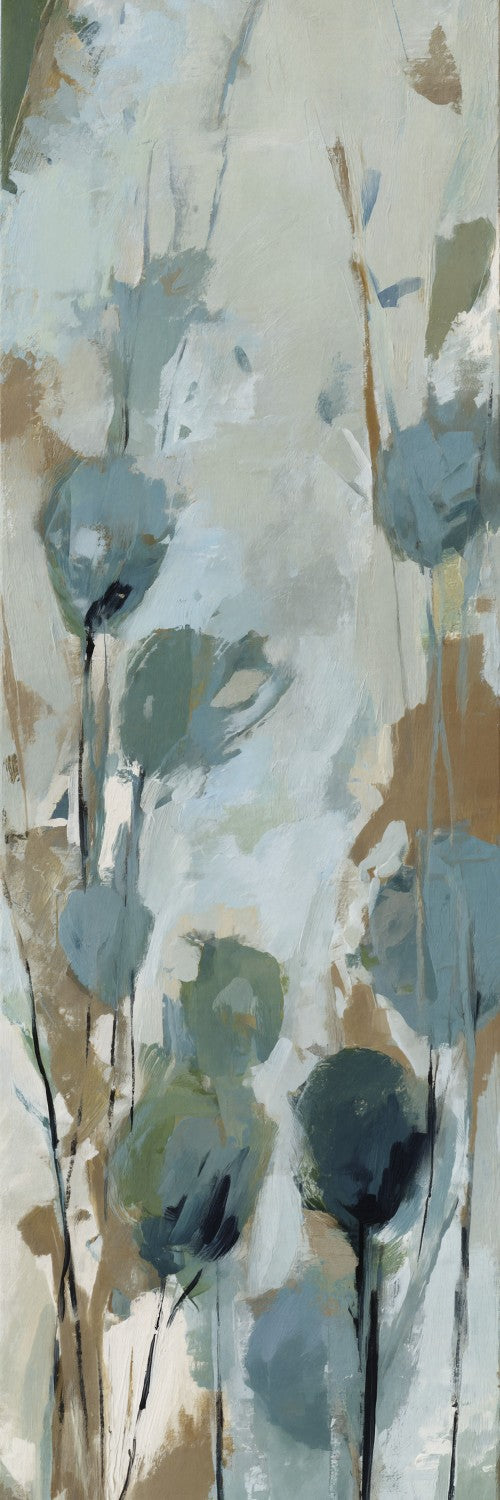 Impression sur toile botanique abstraite de fleurs sauvages sarcelle
