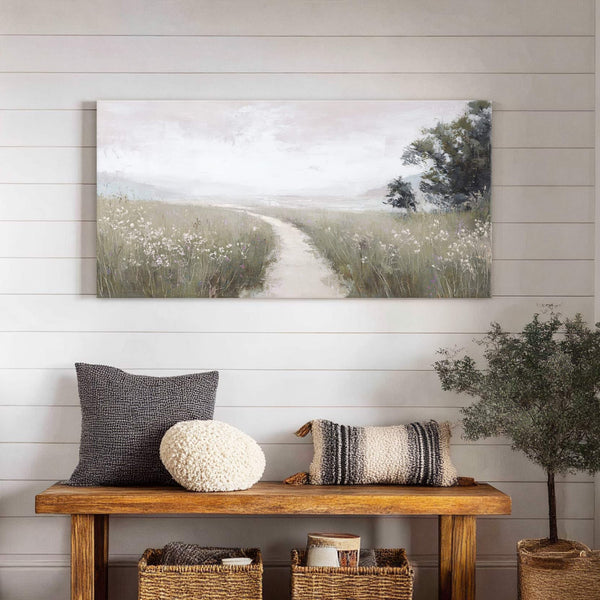 Canvas wall art in interior setting.
