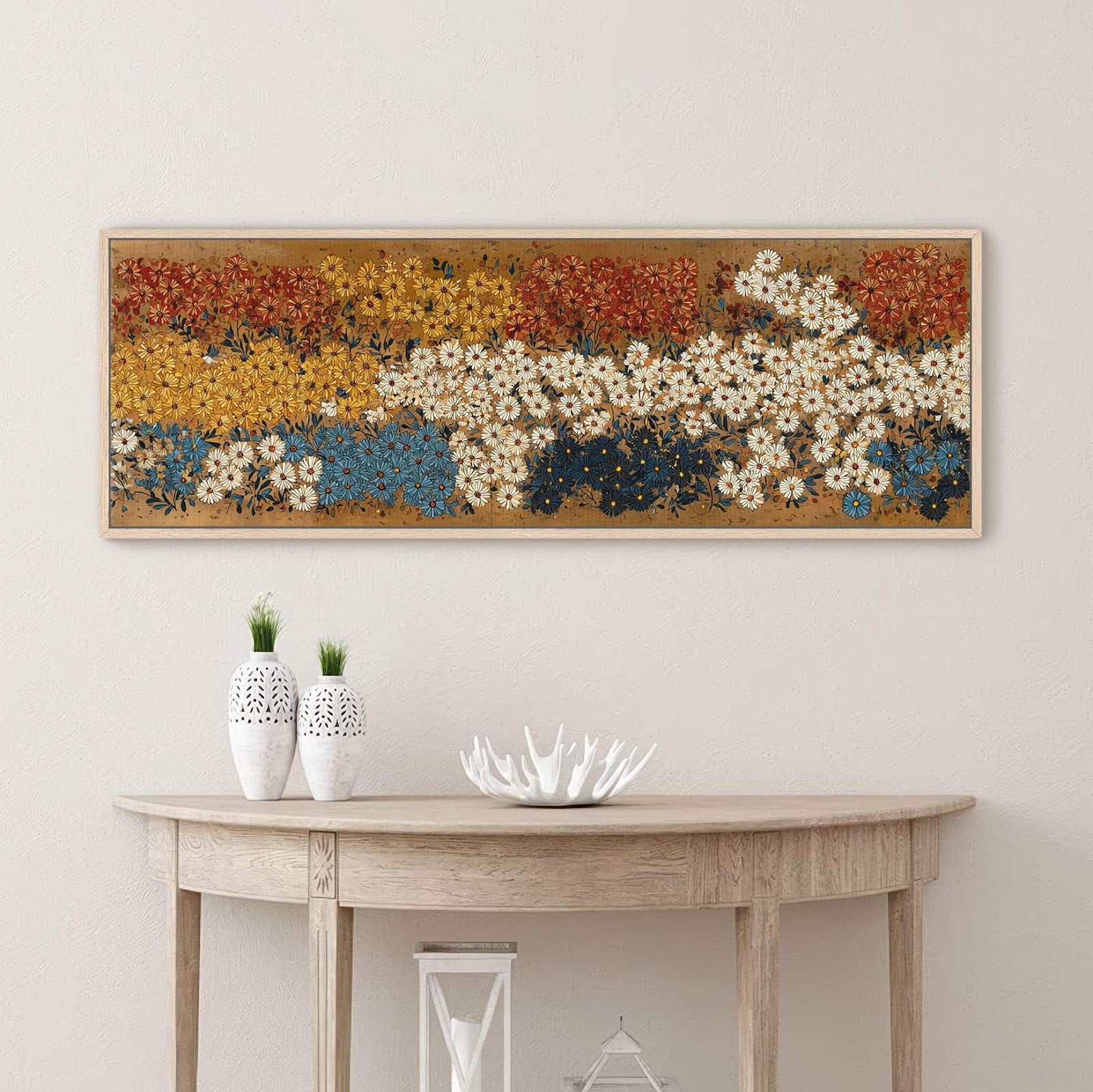 Canvas wall art in interior setting.