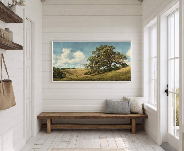 Canvas wall art in interior setting.