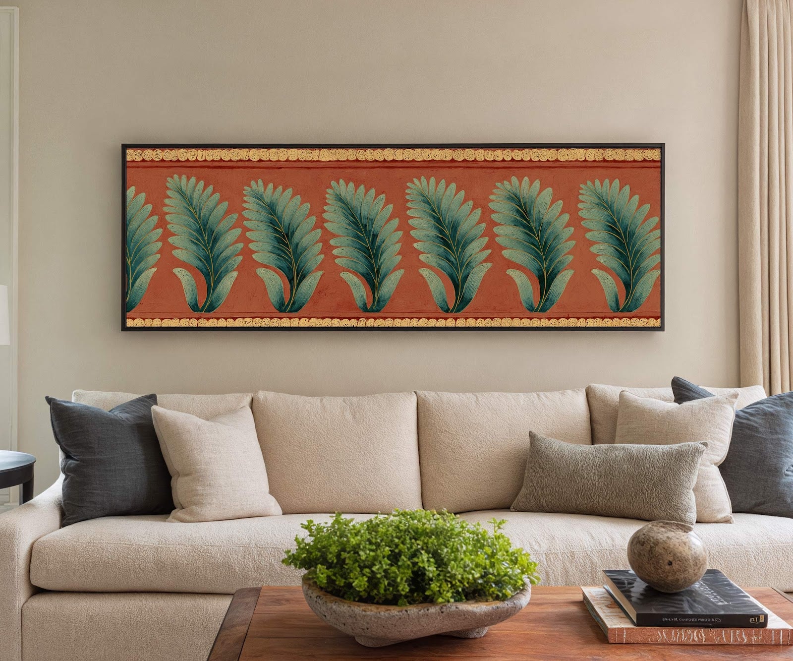 Canvas wall art in interior setting.