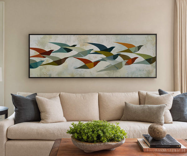 Canvas wall art in interior setting.