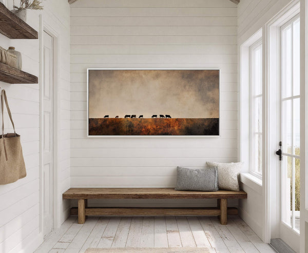 Canvas wall art in interior setting.