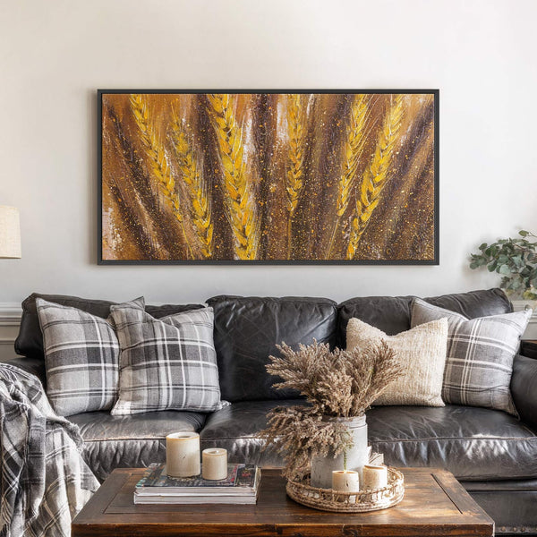 Canvas wall art in interior setting.