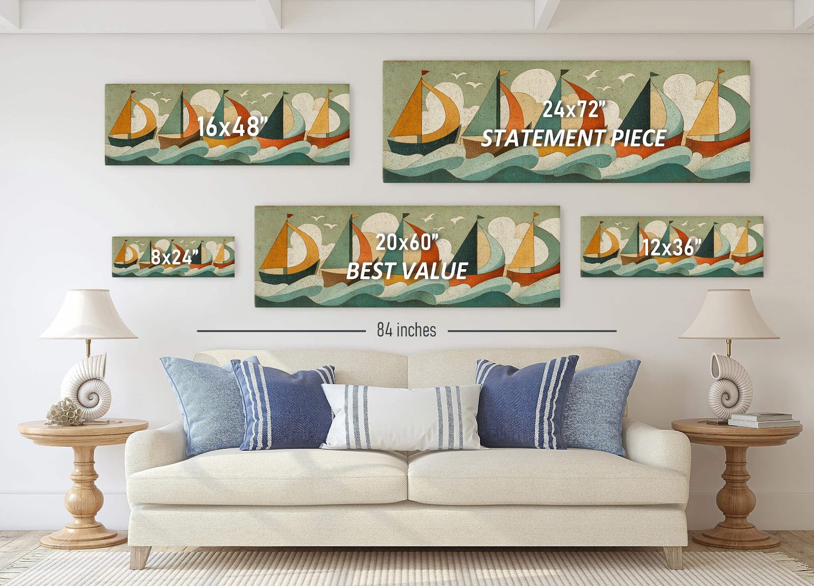 Canvas wall art in interior setting.