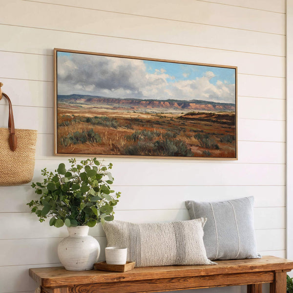 Canvas wall art in interior setting.