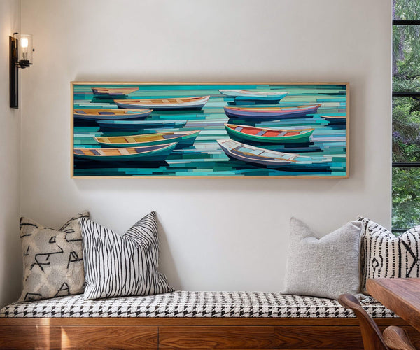 Canvas wall art in interior setting.