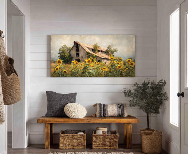 Canvas wall art in interior setting.