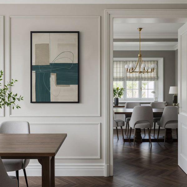 Green & Beige Abstract Canvas Wall Art