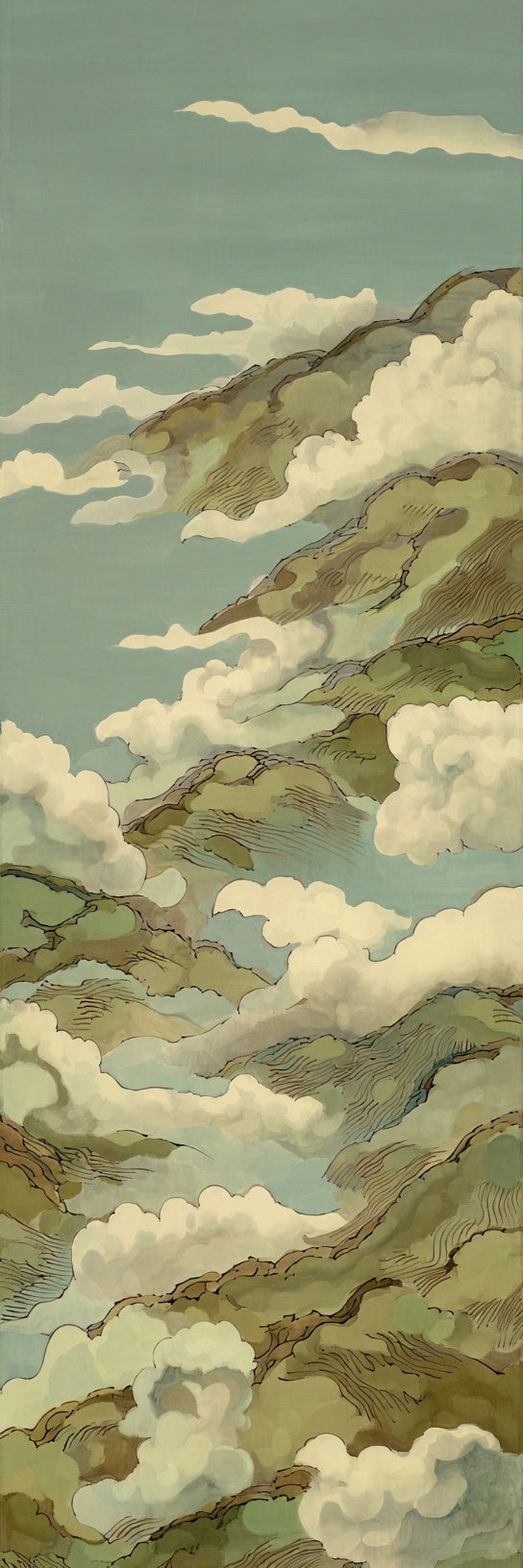 Misty Green Mountain Landscape Canvas Print