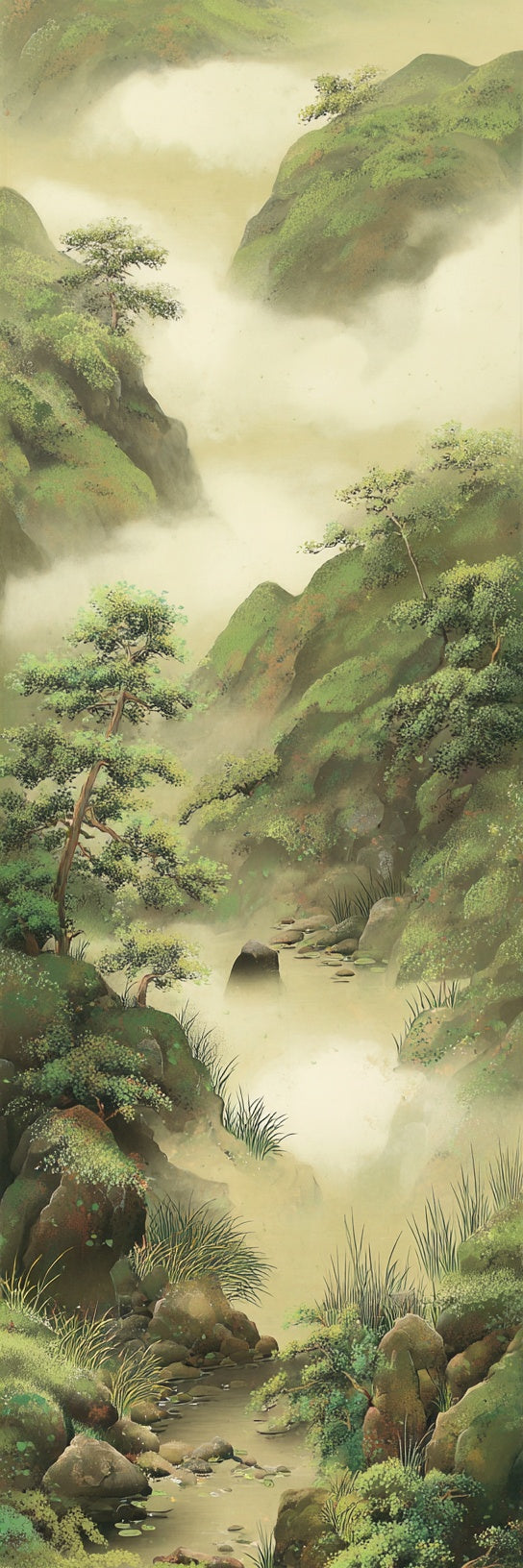 Misty Mountain Stream Landscape Canvas Print