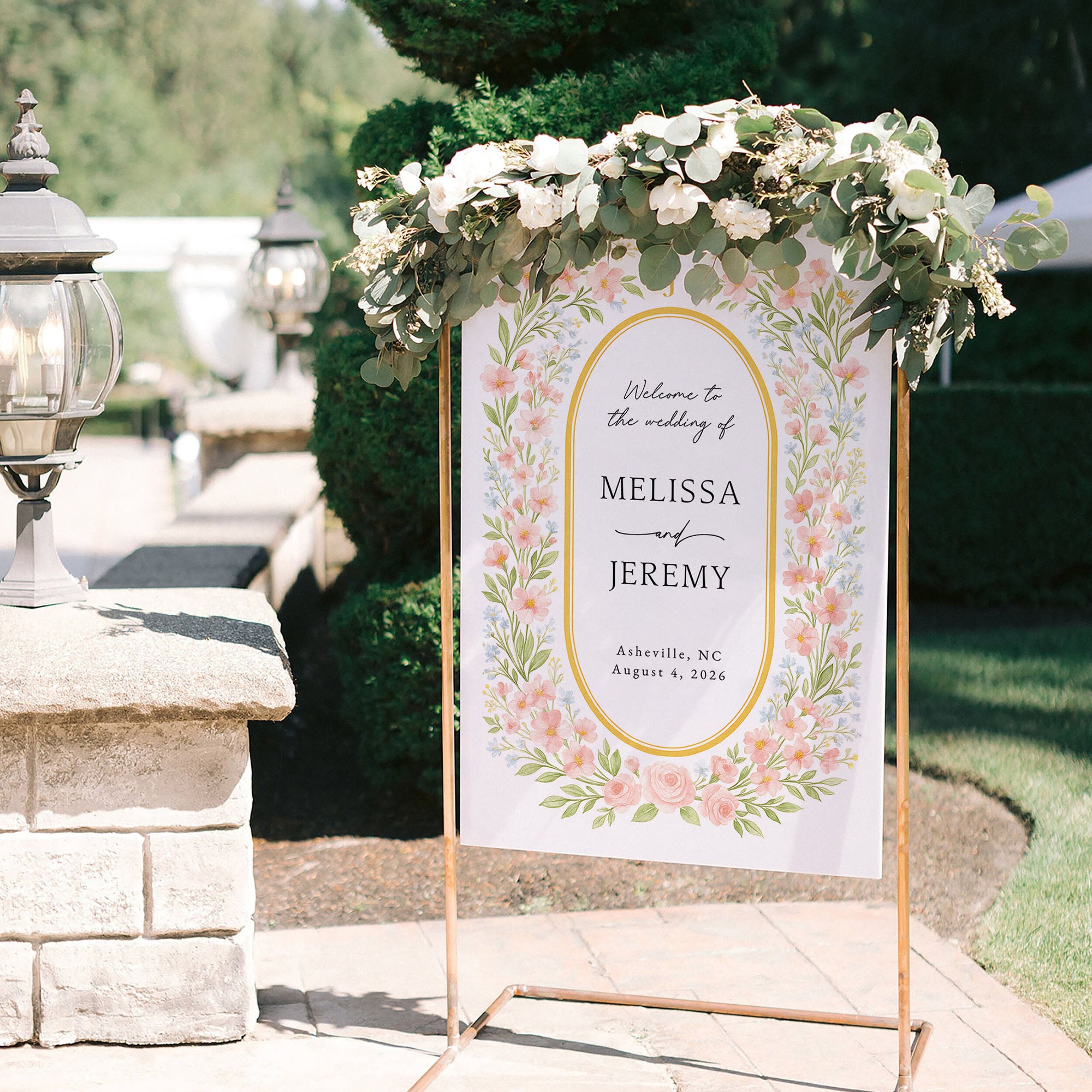Floral Wedding Welcome Sign D17