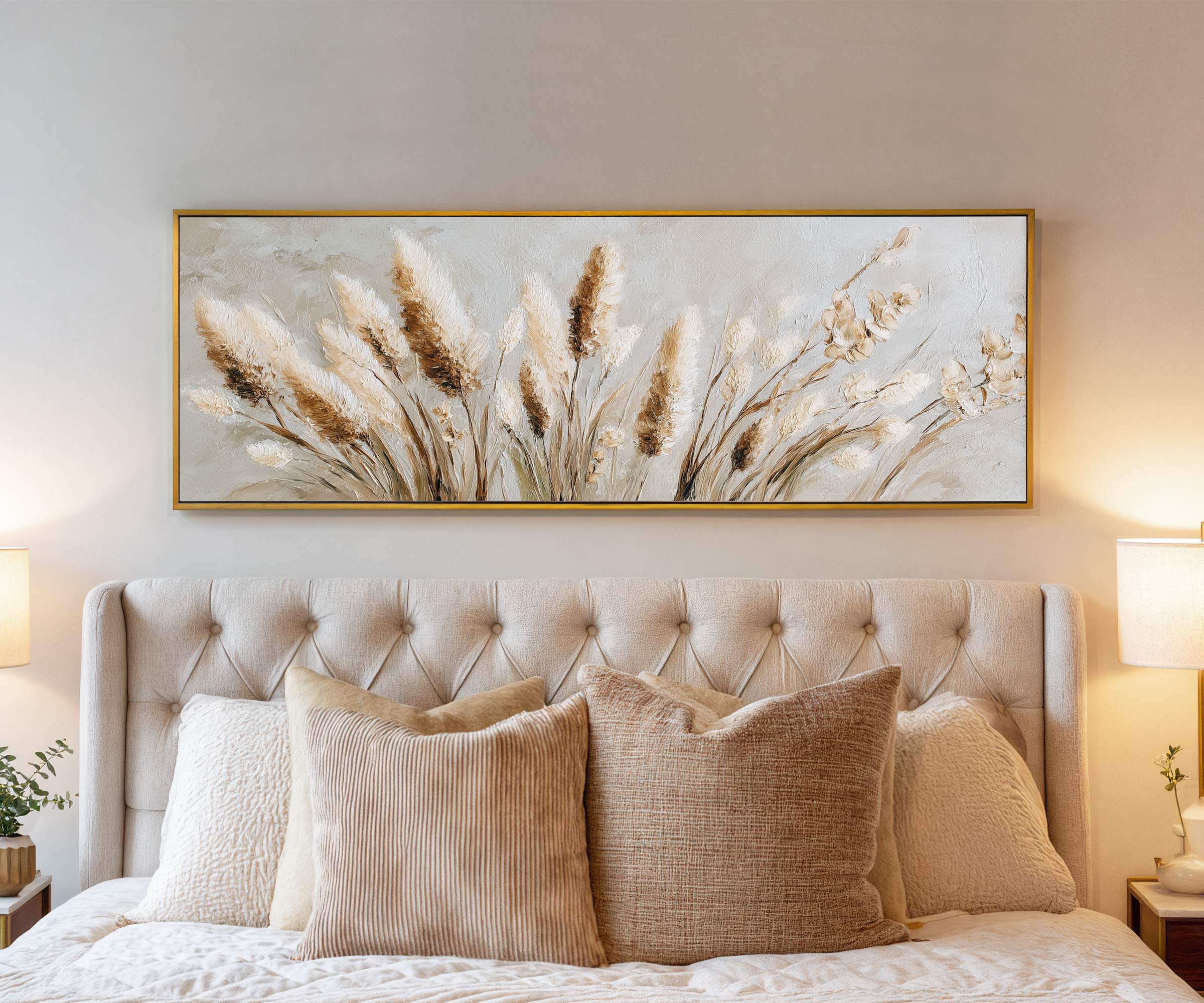 Pampas Grass Neutral Canvas Art Print
