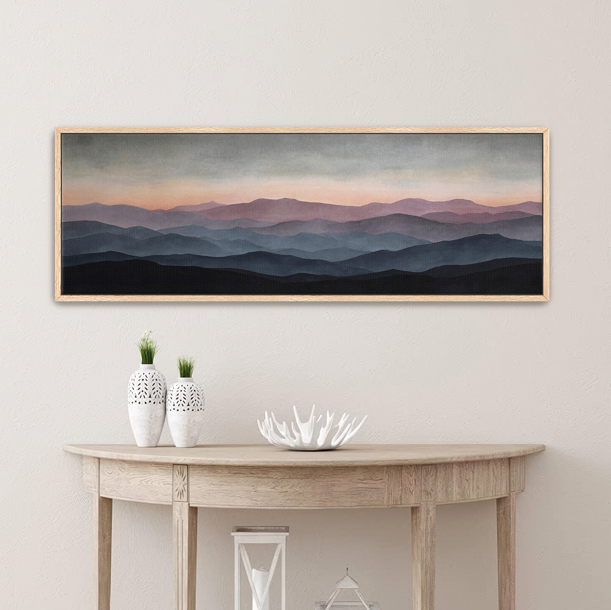 Muted Mountain Sunset Canvas Wall Art Print