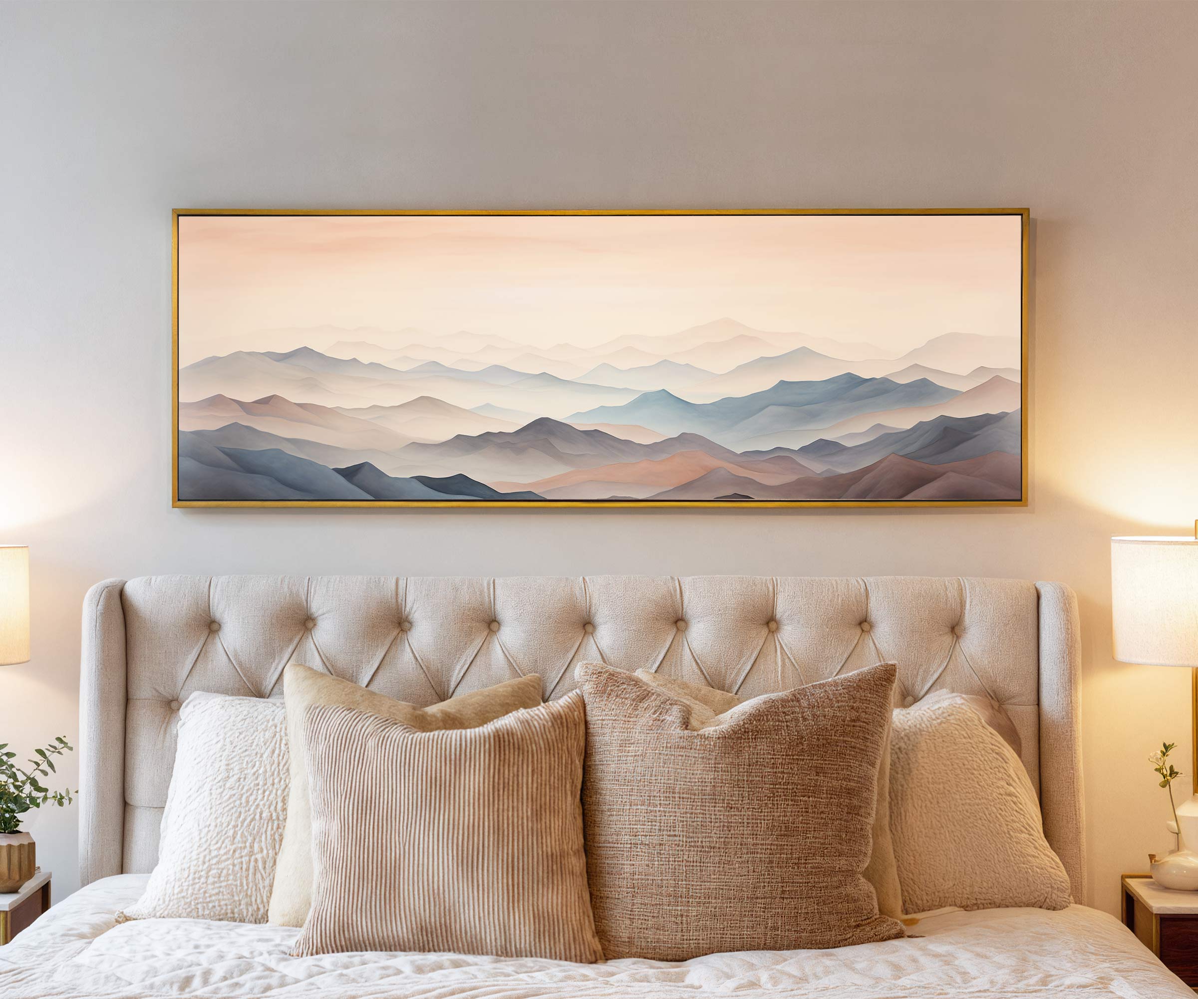 Misty Mountains Abstract Landscape Canvas Art