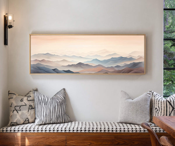 Abstrakte Landschaftsmalerei „Nebelberge“ auf Leinwand