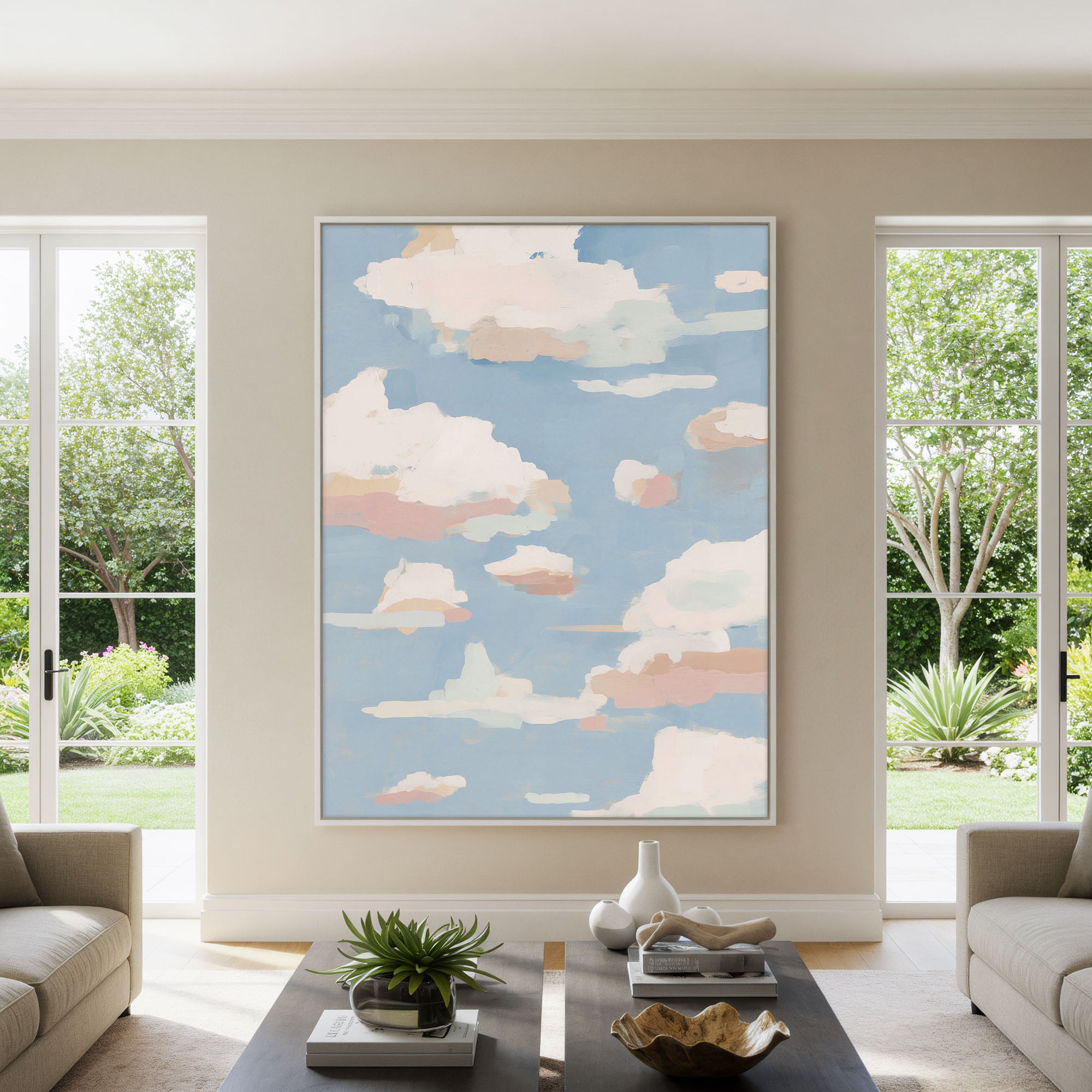 Dreamscape Pastel Cloud Canvas - Abstract Blue Sky Wall Art Print