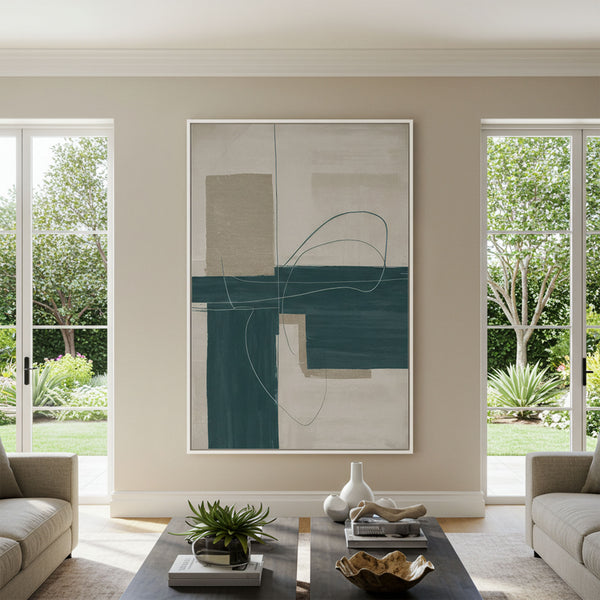 Green & Beige Abstract Canvas Wall Art