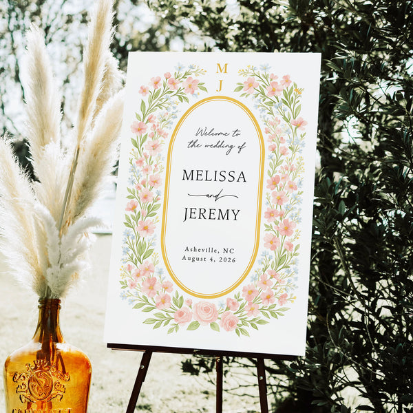 Floral Wedding Welcome Sign D17