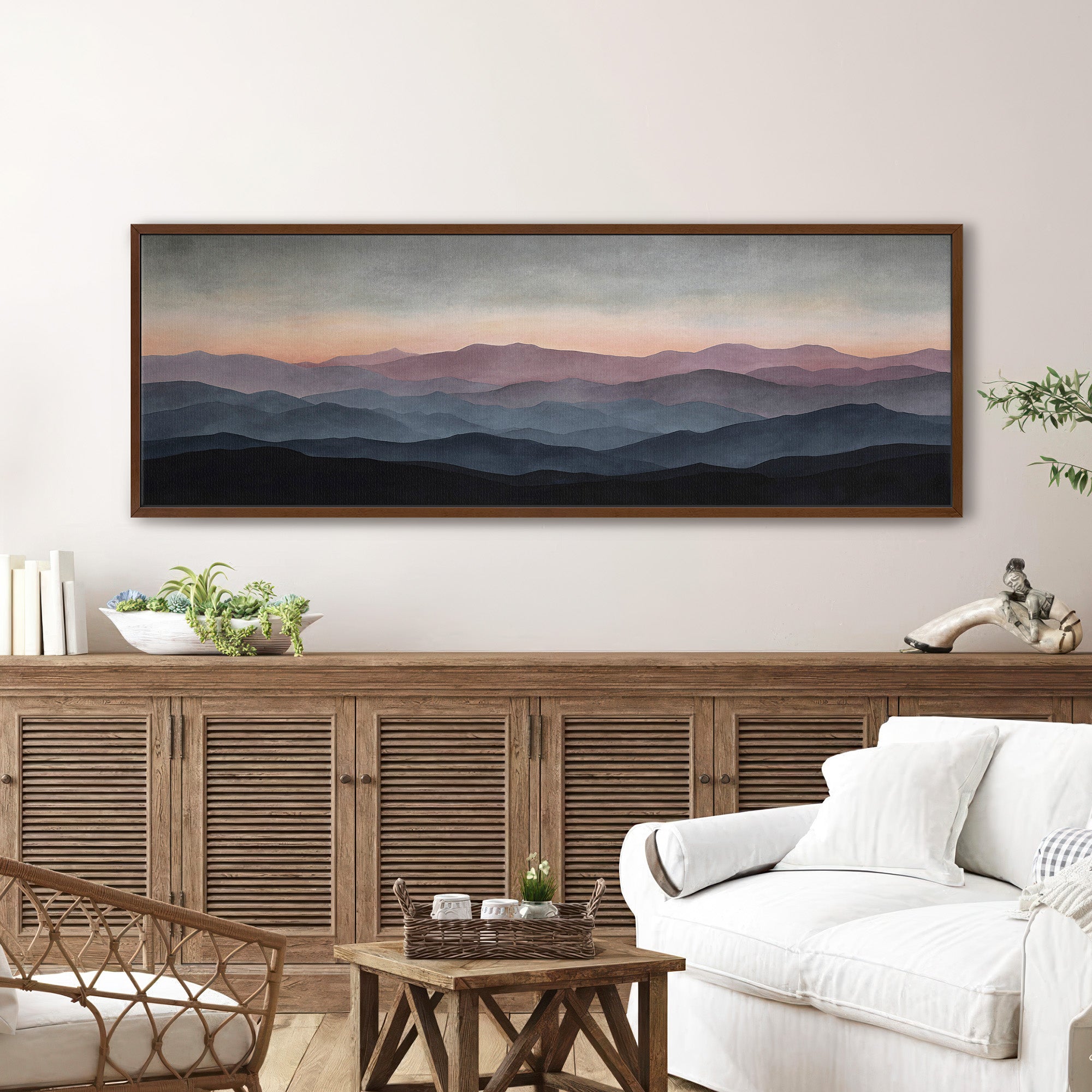 Muted Mountain Sunset Canvas Wall Art Print