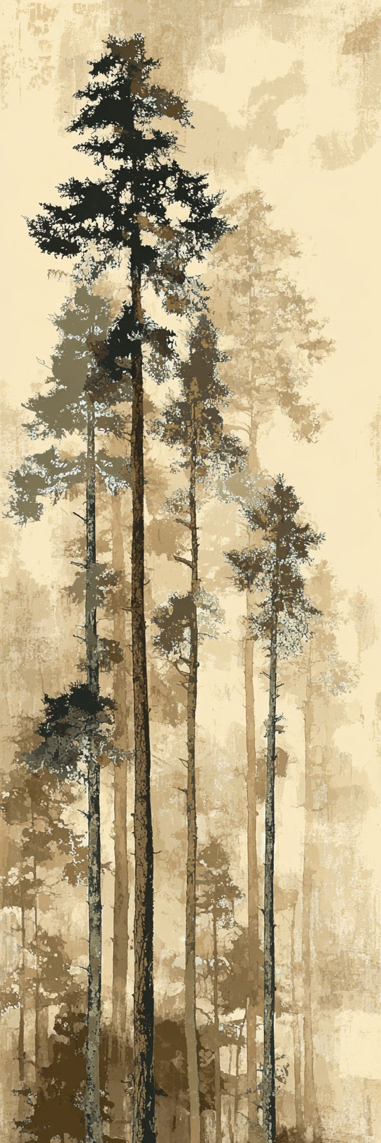 Misty Pine Forest Trees Canvas Print