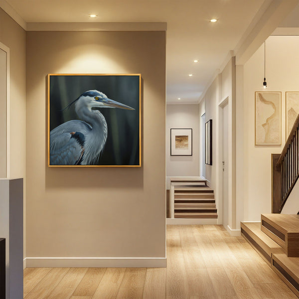 Blue Heron Portrait Canvas Art Print
