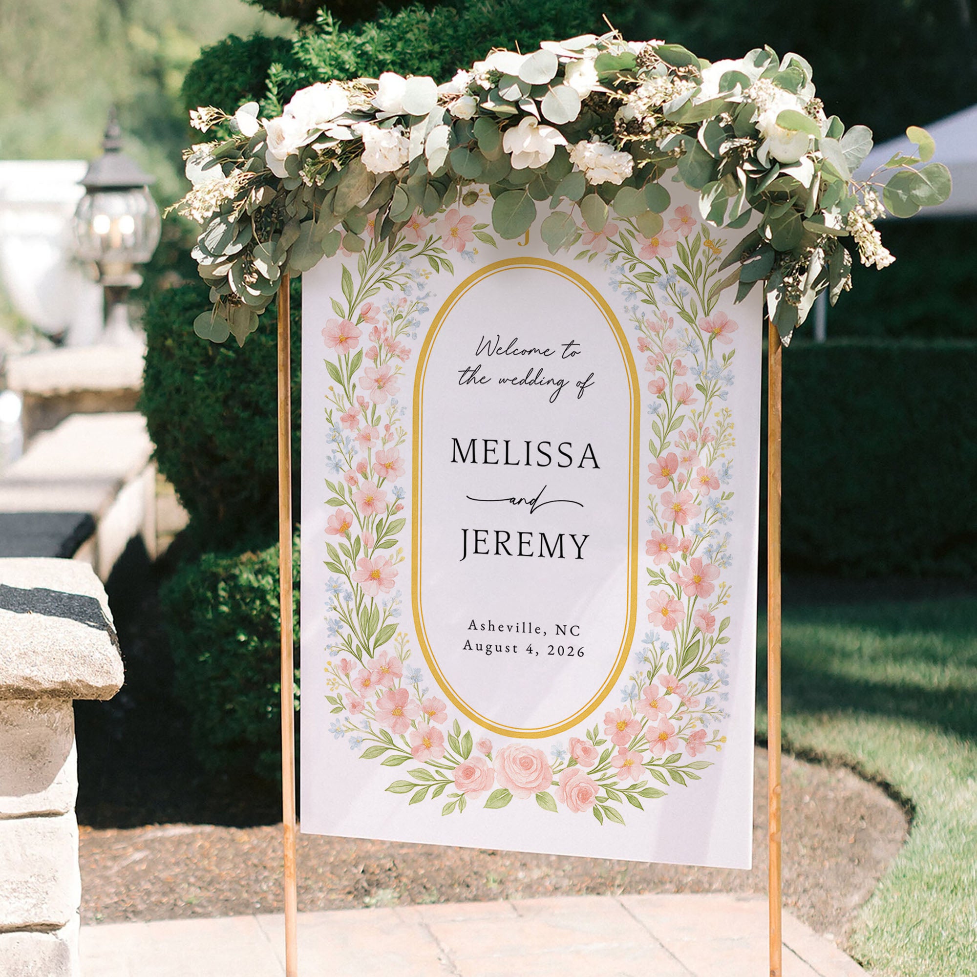 Floral Wedding Welcome Sign D17