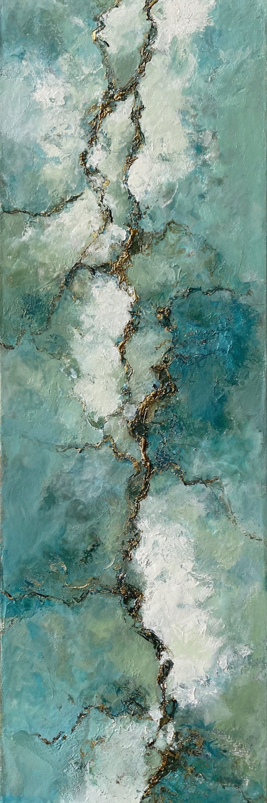 Teal Gold Abstract Marble Canvas Print
