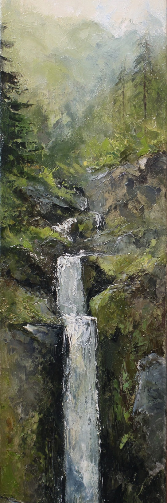 Misty Mountain Waterfall Canvas Print