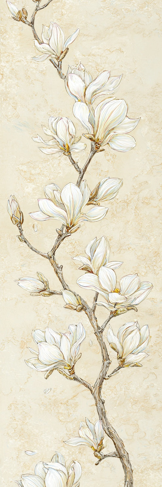 White Magnolia Blossom Branch Canvas Print