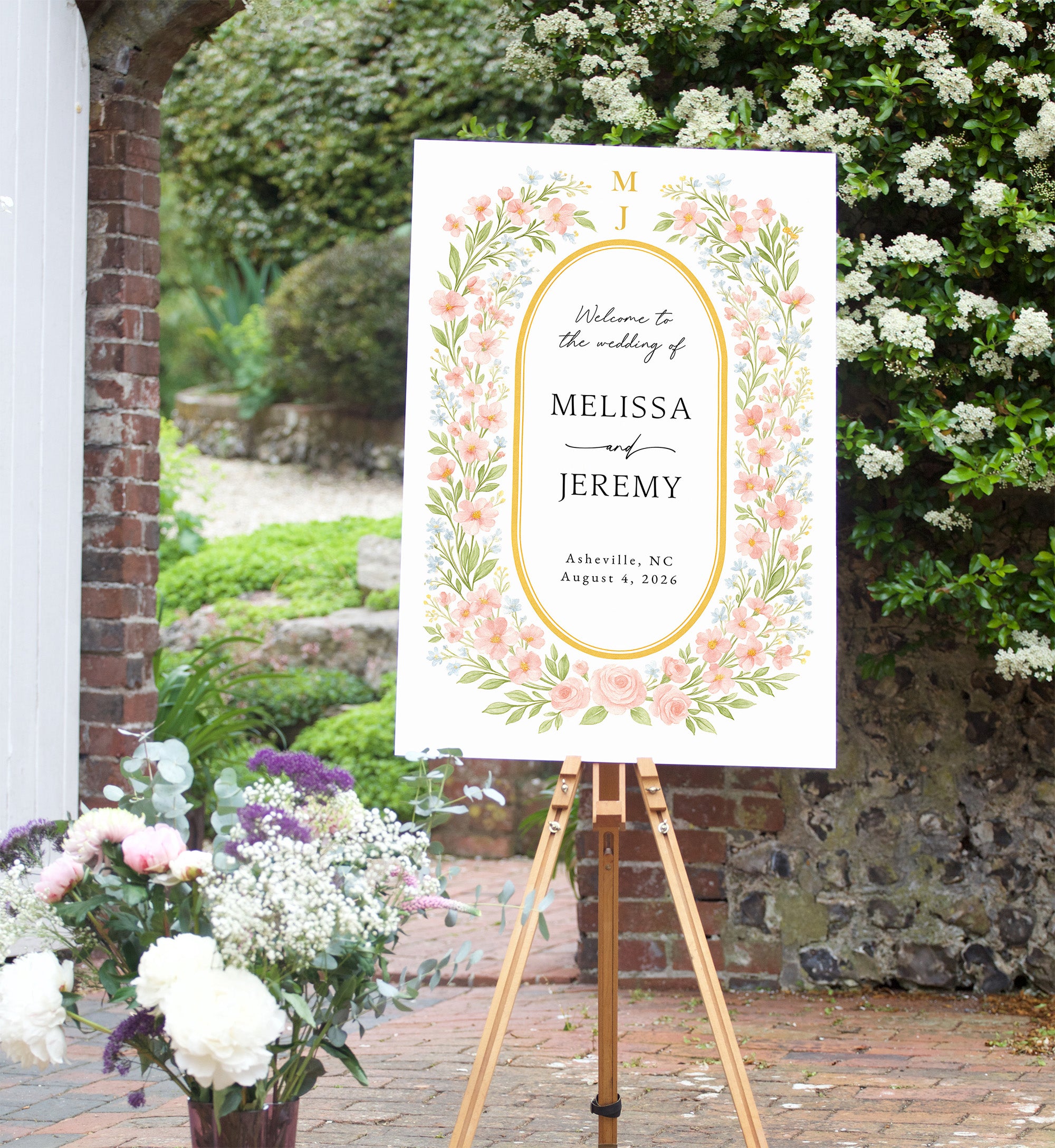Floral Wedding Welcome Sign D17