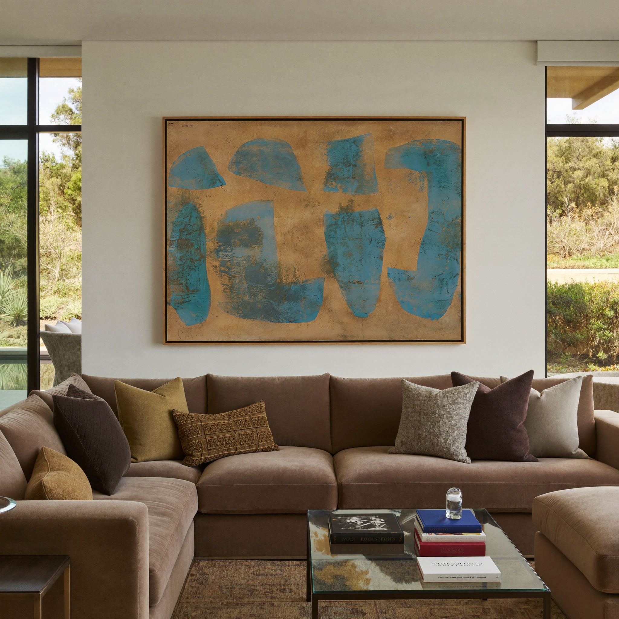 Block Studies Teal & Ochre Canvas Print