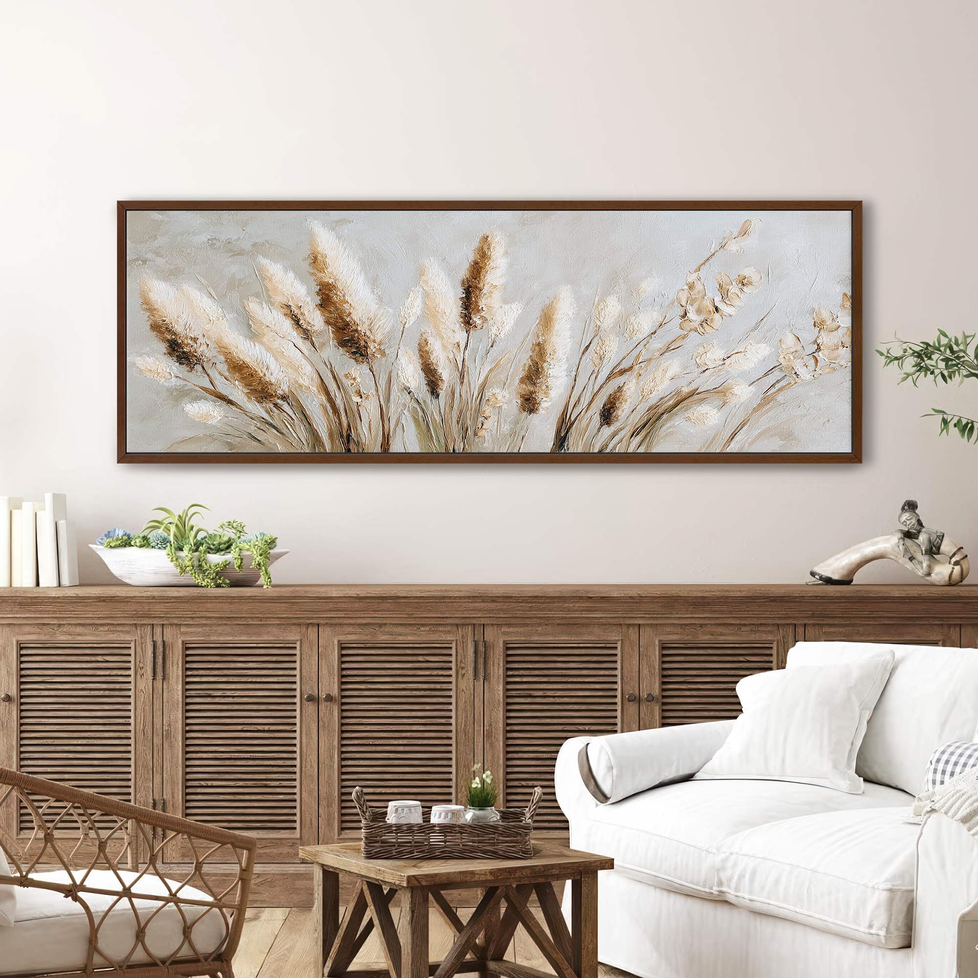 Pampas Grass Neutral Canvas Art Print