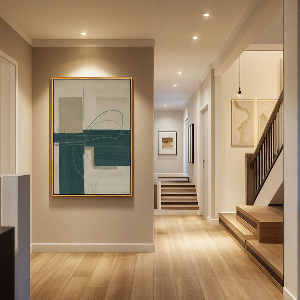 Green & Beige Abstract Canvas Wall Art