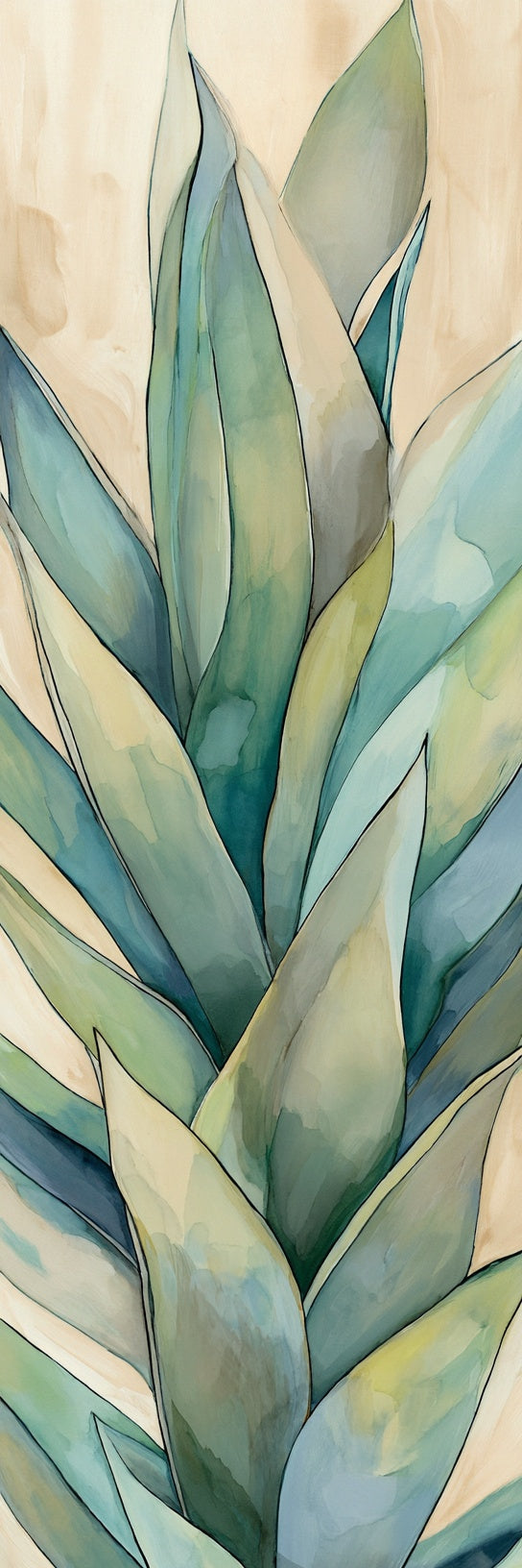 Teal Agave Leaves Botanical Canvas Print