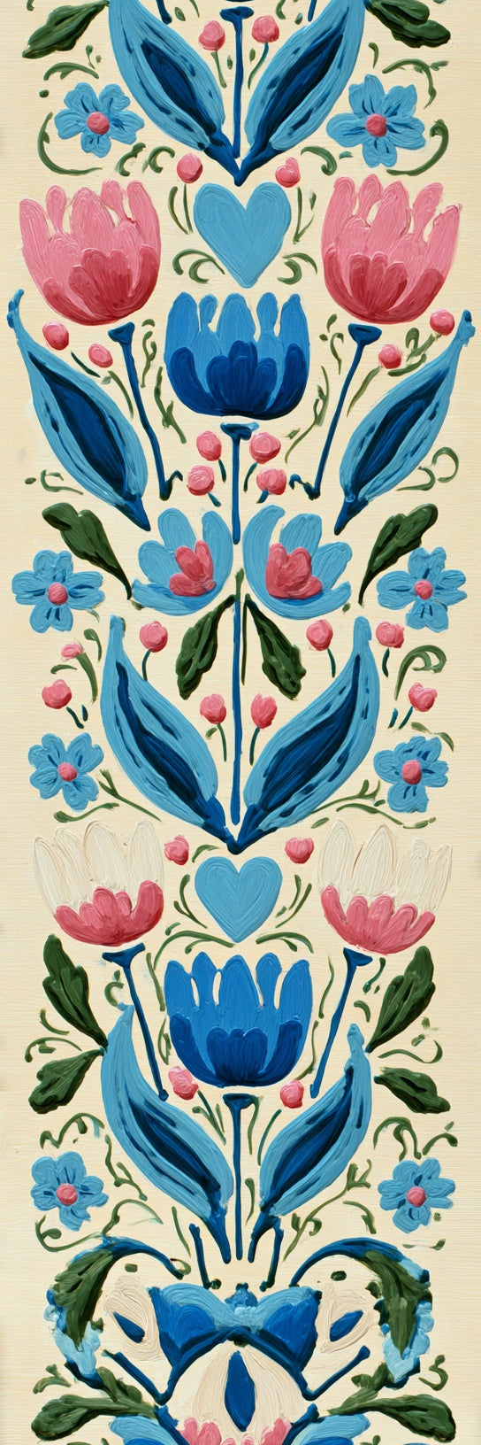 Toile imprimée florale bleue d'art populaire