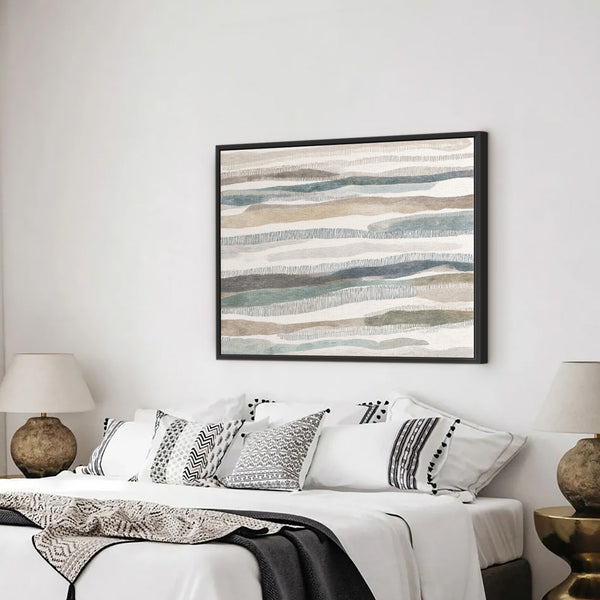 Art abstrait Horizon organique | Impression giclée côtière aux accents naturels 