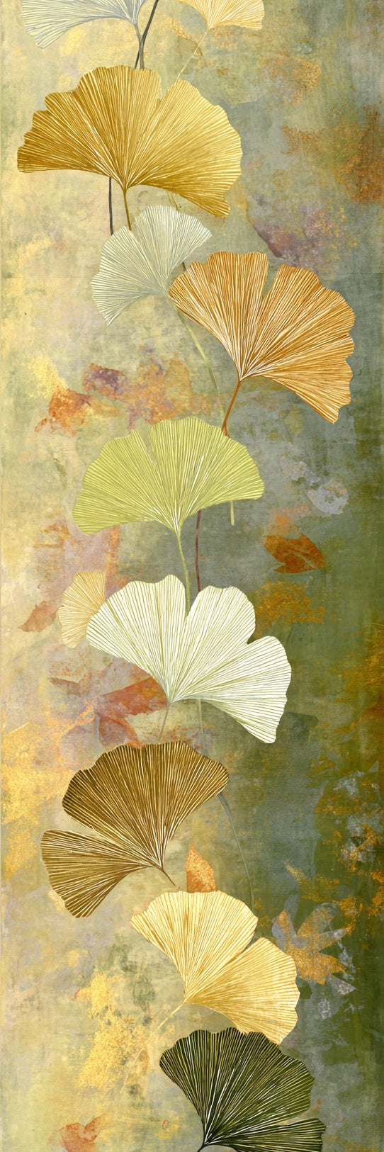 Ginkgo Leaves Botanical Gold Canvas Print